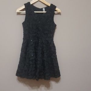 Girls size 12 black dress with Rose's and sequins